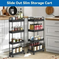 New 4-Tier Black Utility Cart, Heavy Duty Rolling Storage Organizer with Wheels for Kitchen, Bathroom, Office - Mobile Shelving Rack with Lockable Casters
