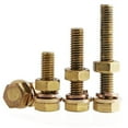 thumbnail image 4 of (2pcs) Brass Hex Bolt and Nut Flat Washer Lockwasher Kit, M8x40mm ., 4 of 5