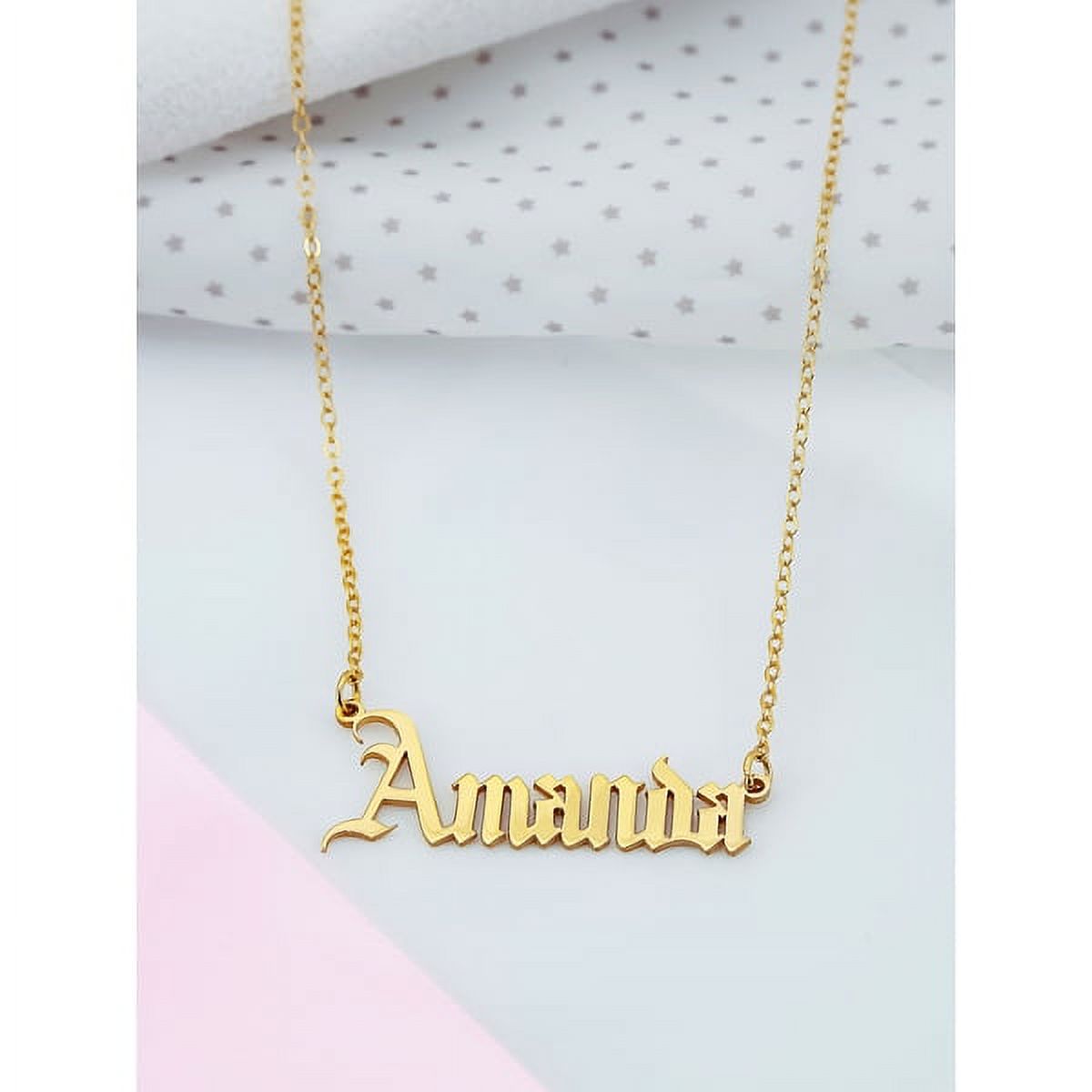 Personalized Sterling Silver or 14K Gold Plated Sterling Silver "Amanda" Old English Name Necklace w/18" Link chain