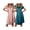 2pcs-Pink/Blue Green, variant on Satin Nightgowns for Women 2 Pack Silk Nightgown Pleated Loose Night Shirts Short Sleeve Sleep Shirts