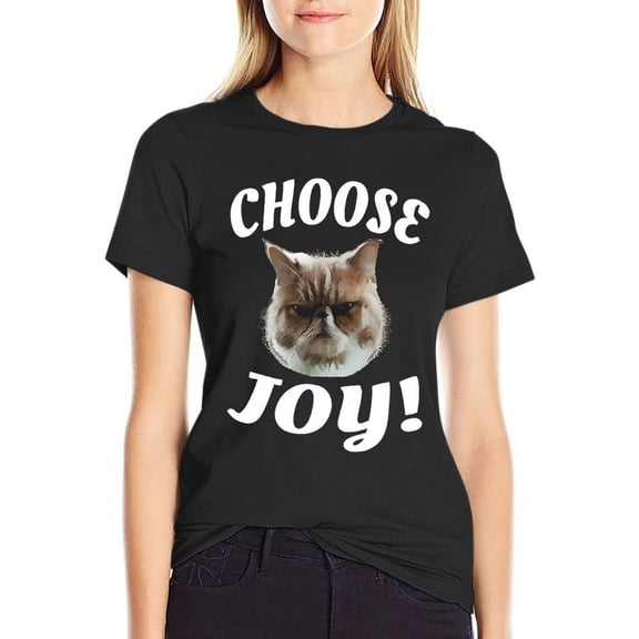 Choose Joy Women’s Cotton Short Sleeve T-Shirt HD Graphic Print Casual Crew Neck Tee M