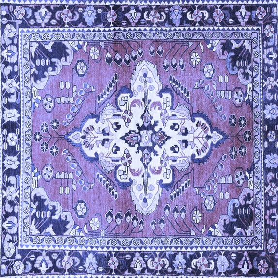 Ahgly Company Indoor Square Medallion Blue Traditional Area Rugs, 4' Square