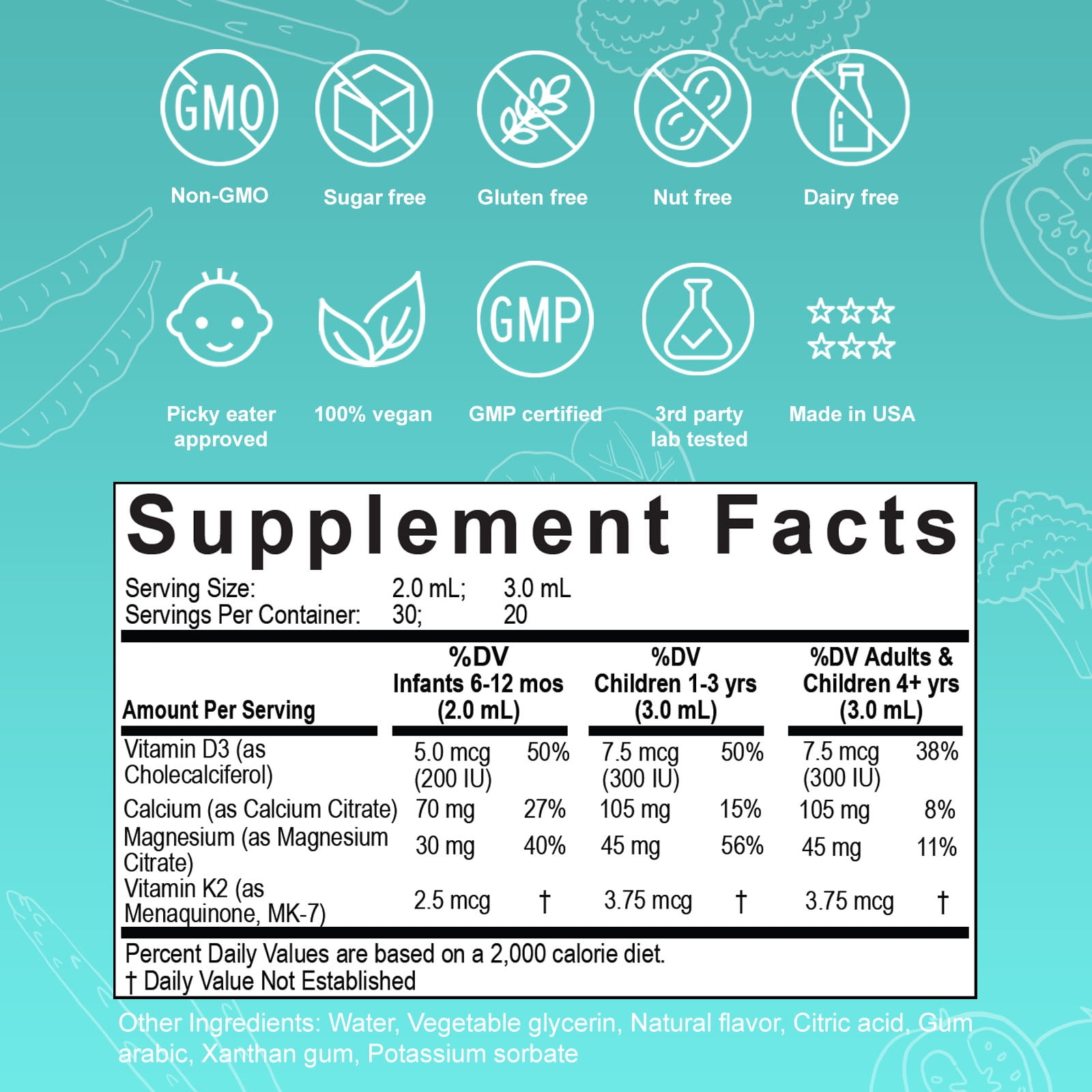 Nuvamin – Liquid Calcium & Magnesium Drops for Baby, Toddlers, Kids, & Adults, 2Fl.Oz (60ml), 30 Daily Servings. Great Taste - All Natural - Vegan - Superior Absorption, Mango Orange Flavor