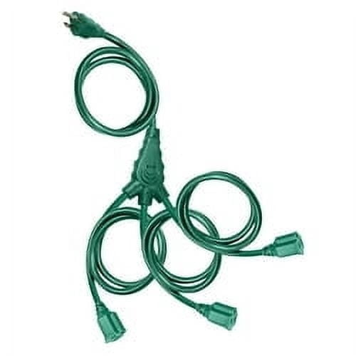 Outdoor 3-Outlet Multi-Directional Cord, Green, 25', by Holiday Time