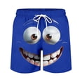 thumbnail image 5 of Boys Athletic Shorts Boys Cool Face Print Casual Shorts Comfortable Elastic Waist Everyday Wear Blue 1-2 Years, 5 of 5