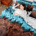thumbnail image 4 of Castle Fairy Boys Girls Pixel Grid Miners Twin Bedding Sets 7-Piece,Geometric Grid Patchwork Bedding Comforter Set Microfiber,Gamepad Camouflage Breathable Sheet Sets,Luxury Bedroom Decor,Reversible, 4 of 8