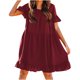 thumbnail image 1 of Moda mujer Casual Sexy verano cuello manga corta cuello cuadrado Panel A-Line falda vestido con volantes Pompotops qwe13420, 1 of 6