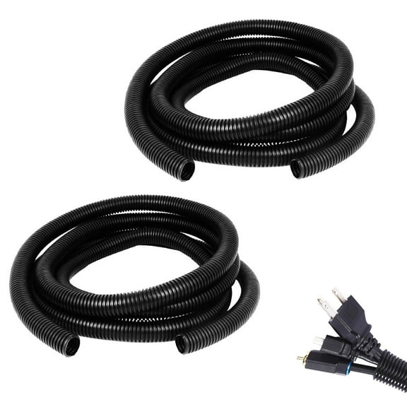 Split Loom Tubing Wire Conduit, Black Corrugated Wire Tube Cable Protection Pipe Cable Tidy Tube for TV Cables, Electric Wire, Garden Lights (ID 18mm, 19.6 Ft)