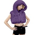 thumbnail image 2 of Gpaecead Women's Short Faux Fur Jacket - Plush Pile Long Sleeve Cropped Coat Purple, 2 of 6