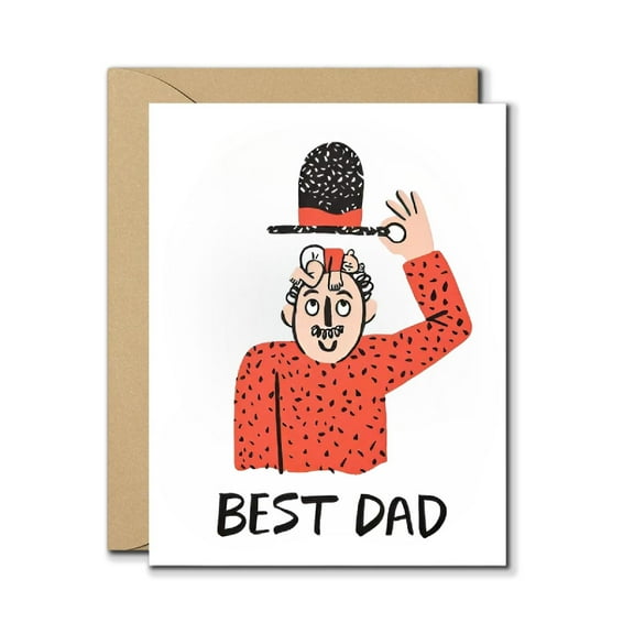 Best Dad Greeting Card - Funny Father's Day or Birthday Card - Cute Dad & Baby Illustration - Perfect for Dads from Kids