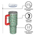 thumbnail image 4 of Light Blue Christmas Santa and Tree Pattern Tumbler with Handle and Lid,40oz Double Wall Vacuum Insulated Tumbler,Cups Gift for Women and Men, 4 of 7