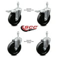 thumbnail image 2 of 5 Inch SS Soft Rubber 10mm Threaded Stem Caster Set 2 Total Lock Brake SCC, 2 of 2