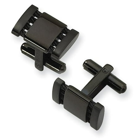 Stainless Steel Black-plated Engravable Cuff Links