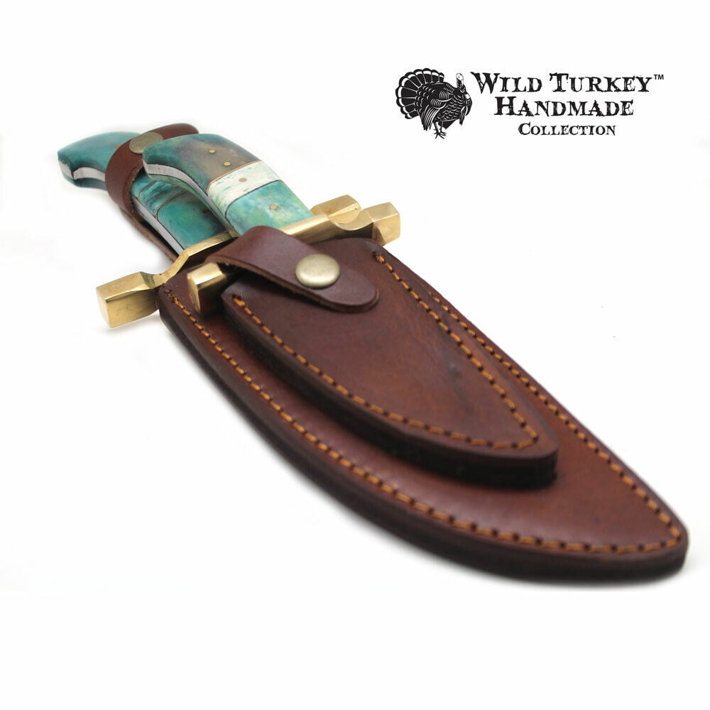 Wild Turkey Handmade Collection 2 Piece Gift Set Bowie Knife w/Leather Sheath ED