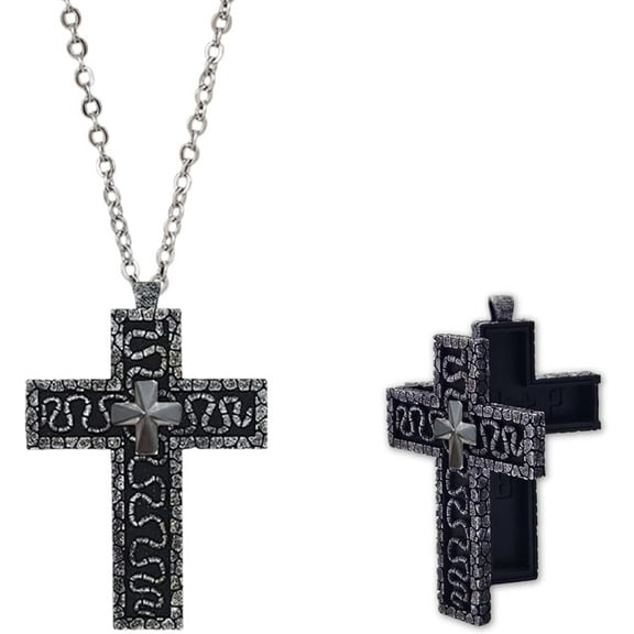 Cross Necklace For Men Women,Stainless Steel Cross Lord Prayer Pendant,Punk Retro Detachable Cross Pendant Necklace,3D Stereoscopic Design Jewelry Fashion Accessories