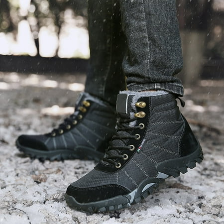 

WZJuhiie Winter High Top Lace Up and Cotton Outdoor Hiking Shoes for Men