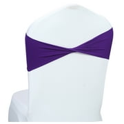 MDS Pack of 10 Spandex Chair Sashes Bow Ties Without Buckle for Wedding - Cadbury Purple