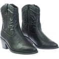 thumbnail image 3 of Picotee Soda Women Cowgirl Cowboy Western Stitched Ankle Boots Pointy Toe (Black Pu, 5.5), 3 of 5