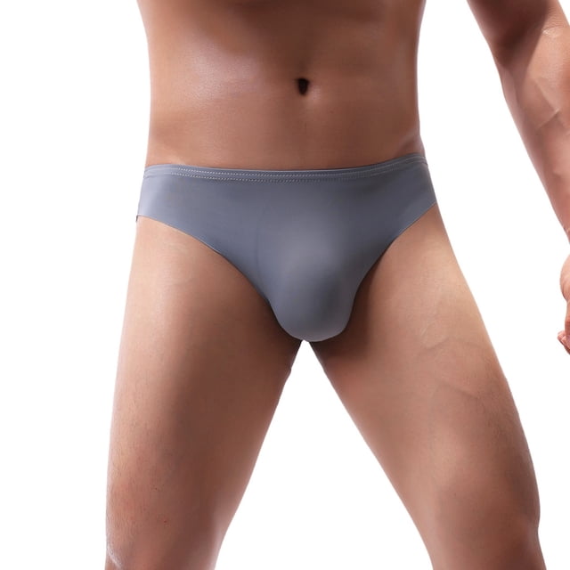 Uinagy Men's Solid Color Comfortable Breathable Sweat-Absorbent Ice Silk Briefs