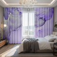 thumbnail image 2 of Purple Marble Blackout Curtains for Bedroom/Living Room, Pinch Pleated Black Out Curtains, Modern Abstract Waves Silvery Farmhouse Room Darkening Window Drapes with Hooks 2 Panels, 39"x70", 2 of 8