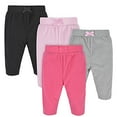 thumbnail image 2 of Gerber Baby Girls' 4-Pack Microfleece Pants, Pink/Gray/Black, 6-9 Months, 2 of 2