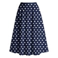 thumbnail image 7 of Arlun Retro Polka Dot Midi Skirts for Women 2026 Summer Elastic Waist A Line Flowy Flared Ruffle Skirts Elegant Boho Loose Pleated Mid-Length Skirt for Vacation and Daily Wear Dark Blue L, 7 of 7