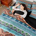 thumbnail image 5 of Manfei Boho Aztec Full Size Bedding Sets, Tribal Geometric Full Size Bed in a Bag, Multicolor Blue Green, Black Reversible 7pcs, 5 of 6