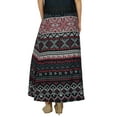 thumbnail image 6 of Bimba Black Rayon Printed Skirt With Slit Boho Style Maxi Indian Clothing, 6 of 6