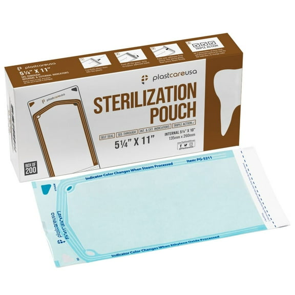 200 5.25" X 11" Self Seal Sterilization Pouches for Cleaning Tools & Autoclave & Autoclave