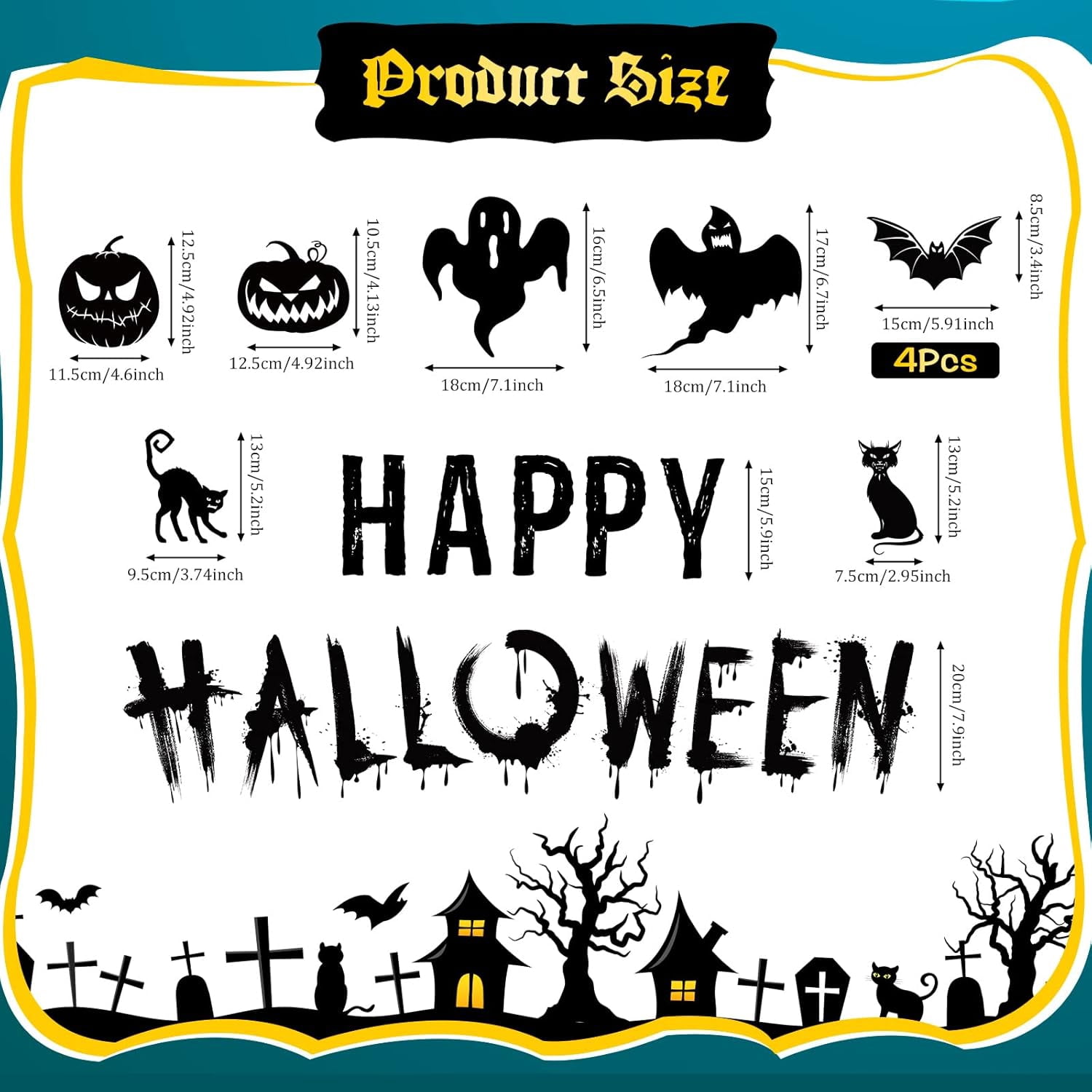 QTH Halloween Garage Door Decoration Black Garage Door Magnets Magnetic Decorations Bat Magnet Garage Decorations Refrigerator Magnets Magnetic Decal for Car Kitchen Fridge Vehicles (Spooky Style)