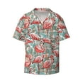 thumbnail image 2 of Lafuoo Pink Flamingo Pattern Men's Cuban Collar Short Sleeve Shirt, Button-Down Resort Beach Pocket Shirt-Medium, 2 of 7