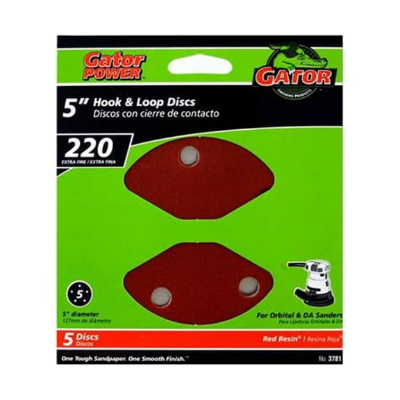 Gator 3781 Sanding Discs, Aluminum Oxide, 220-Grit, 5 In., 5-Pk. - Quantity 5