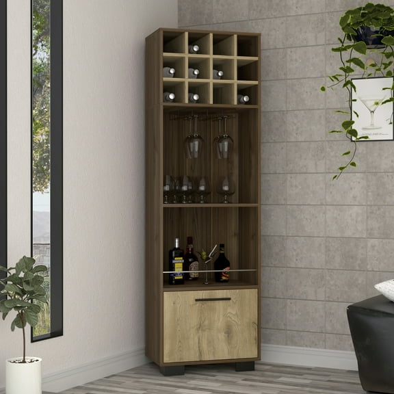 Corner Bar Cabinet: A Modern Piece With Eight Built-in Wine And Side Shelf Cabinet - Style 24.34 In. Width Storage Features