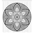 thumbnail image 3 of Ambesonne Ethnic Shower Curtain, Mandala Design Leaves Dots, 69"Wx70"L, Black and White, 3 of 3