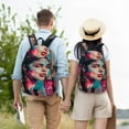 thumbnail image 5 of Honeii Vibrant Street Art Portrait Print Canvas College Laptop Backpack, Durable Rucksack Travel Notebook Bag School Backpack Book Bag for Men Women-Small, 5 of 7