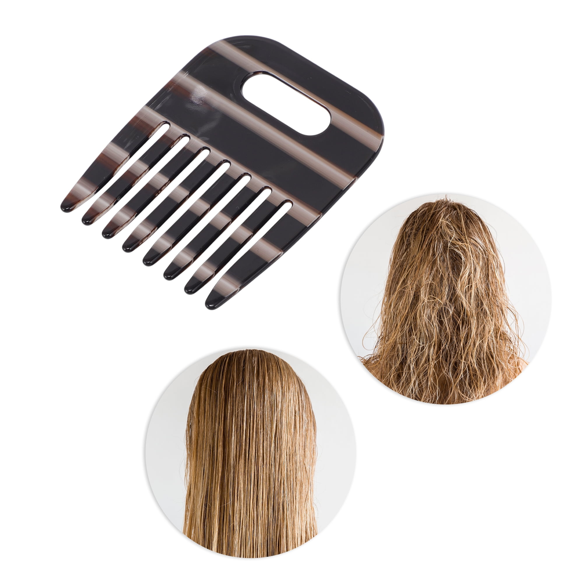 Unique Bargains 1 Piece Women Durable Vintage Acetate Comb for Curly Hair Black White