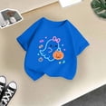 thumbnail image 5 of KPOPLK Kids Halloween T-Shirt Toddler Girls Cute Fall Pumpkin Ghost Print Tee Short Sleeve Shirt Size 13-14 Years,Blue, 5 of 5