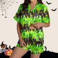 thumbnail image 2 of Womens Pajama Sets Halloween Printed Short Sleeve Shorts With Pocket Button Front Comfortable Sleepwear Loungewear Nightwear Nightclothes Homewear, 2 of 6