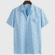 thumbnail image 2 of Camisas Para Hombre Casual Top de camisa de manga corta con solapa y hebilla de impresión digital 3D de moda y ocio para hombre (Sky Blue, 4XL), 2 of 3