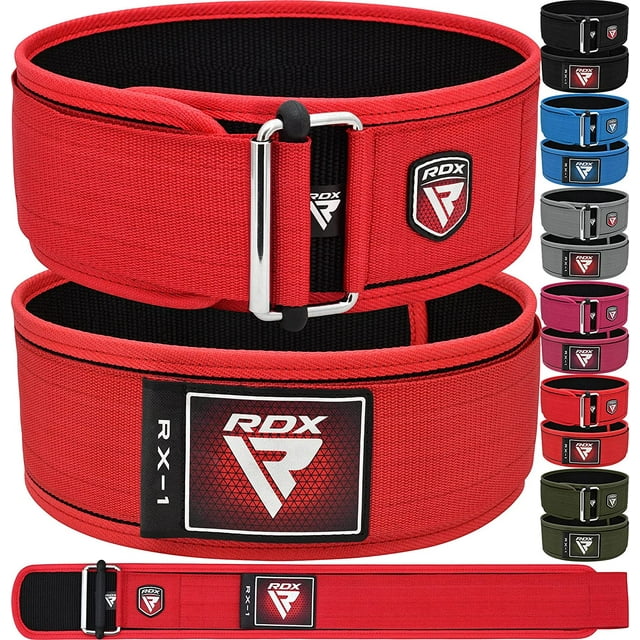 RDX Weight Lifting Belt 4 Adjustable Back Lumbar Support Bodybuilding, Powerlifting Functional Strength Training Core Exercise Fitness Workout Squats Deadlifts, Home Gym Equipment