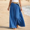 thumbnail image 4 of Vynhevius Womens Solid Belted Skirt Elastic Waist Flowy Casual Maxi, 4 of 6
