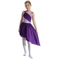 thumbnail image 2 of Jhaoyu Robe de Danse Lyrique Moderne Jazz pour Filles Enfants Justaucorps Irrégulier Performance Danse Violet 16, 2 of 7
