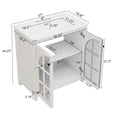 thumbnail image 4 of YIYADO 30" Bathroom Vanity with Ceramic Sink, Distressed Finish, Vintage Rustic Bathroom Cabinet with Bronze Pulls and 2 Soft Close Doors, Antique White, 4 of 6