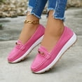 thumbnail image 4 of Women's Wedge Suede Loafers Low Cut Casual Wide Width Tennis Shoes Metal Chain Comfortable Non Slip Walking Sneakers Pink Size 9.5, 4 of 5