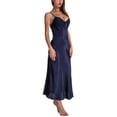 thumbnail image 5 of Defitshape Women's Silk Lace Sleeveless Satin Nightgown Dress Long Chemise Lingerie Sleepwear Navy US L (Tag3XL), 5 of 5