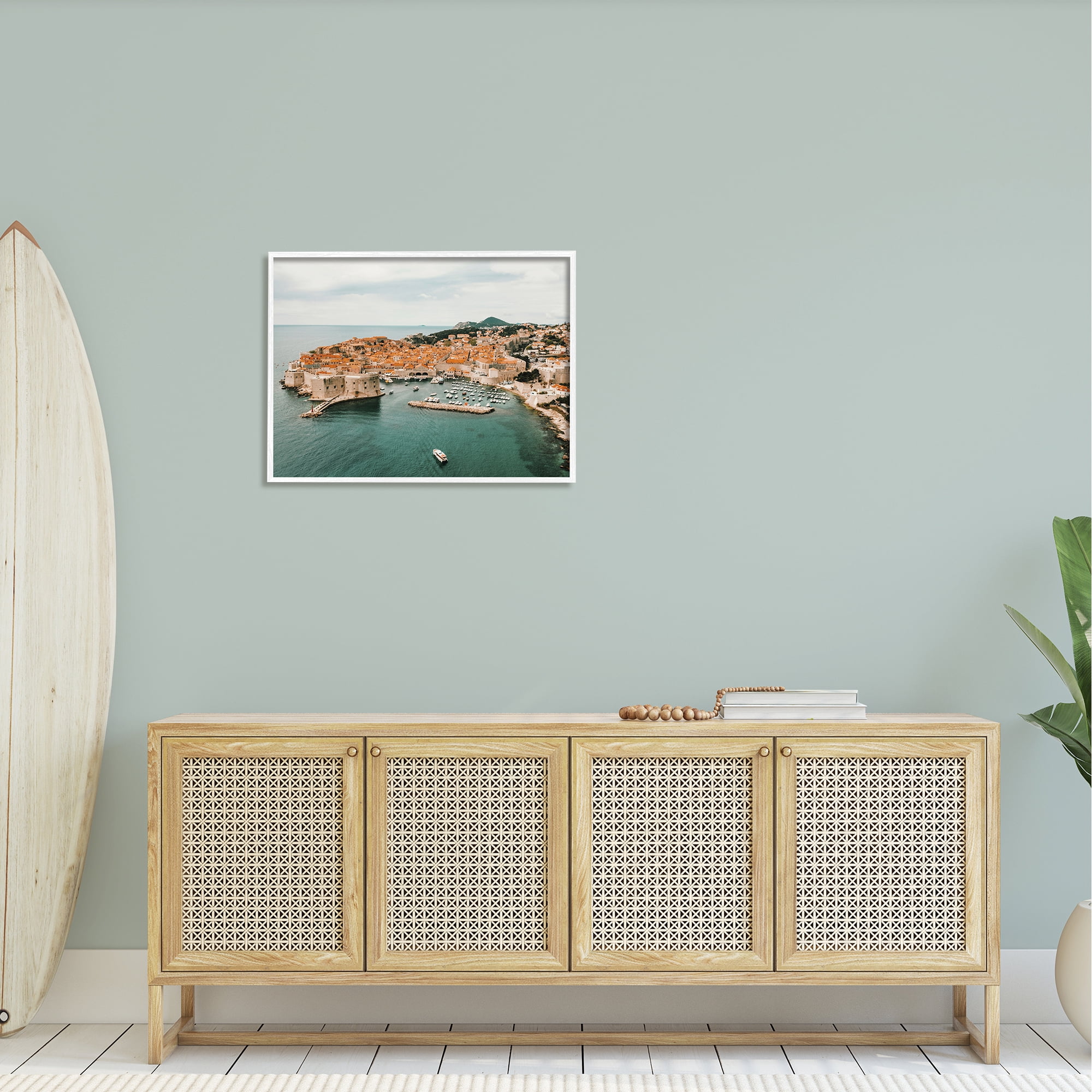 Stupell Seaside Port Town Architecture Landscape Photography White Framed Art Print Wall Art
