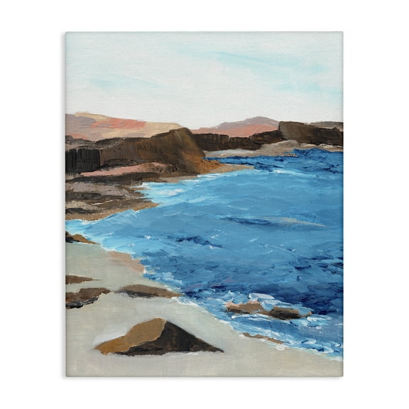 Stupell Industries Red Mountain Beach Landscape & Nature Painting Wrapped Canvas Art Print Wall Art, 16 x 20