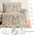 thumbnail image 5 of Pink Flowers Blanket Soft Cozy Warm Throw Blanket for Couch, Plush Fuzzy Flannel Fleece Blankets for Sofa, Green Country Botanical Floral Leaves Bed Blankets Lightweight Gifts for Women, 50"x80", 5 of 9