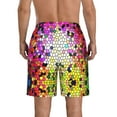 thumbnail image 3 of Bixox Men's Colorful Tie Dye Stained Glass 3 printing Casual Classic Fit Short Summer Beach Shorts, 3 of 6