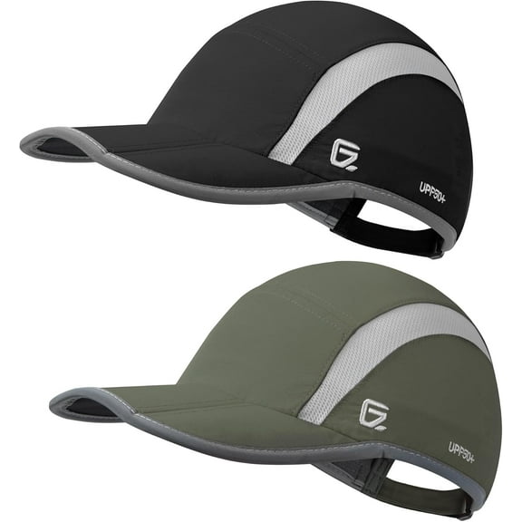 2 Pack Reflective Foldable Sports Hat UPF 50  Sun Protection Outdoor Run Hats for Men and Women